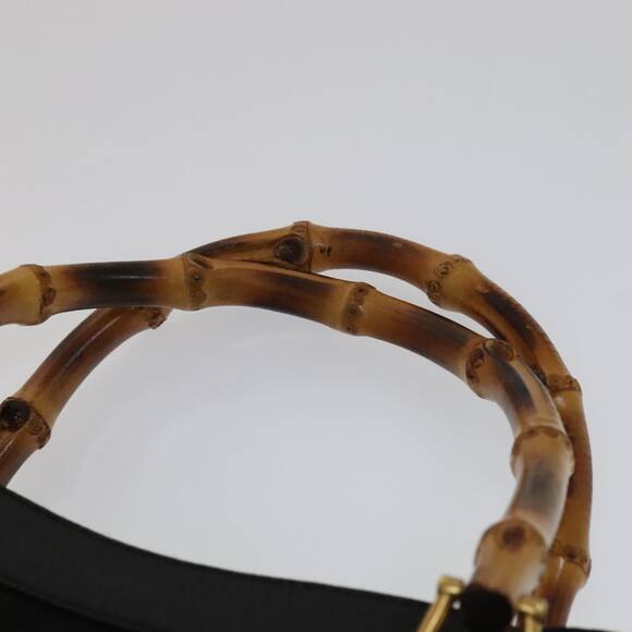 GUCCI Bamboo Hand Bag Leather Suede Black Gold 002 1186 002 1186 - Picture 8 of 16